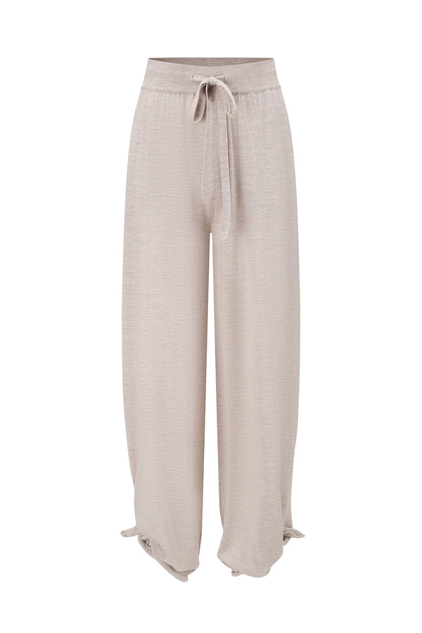 SWAYING 25 Fall/Winter Collection: Knotted Wool Tapered Leg Casual Pants SW-SW25AW3B12C1S2-MI (Beige)